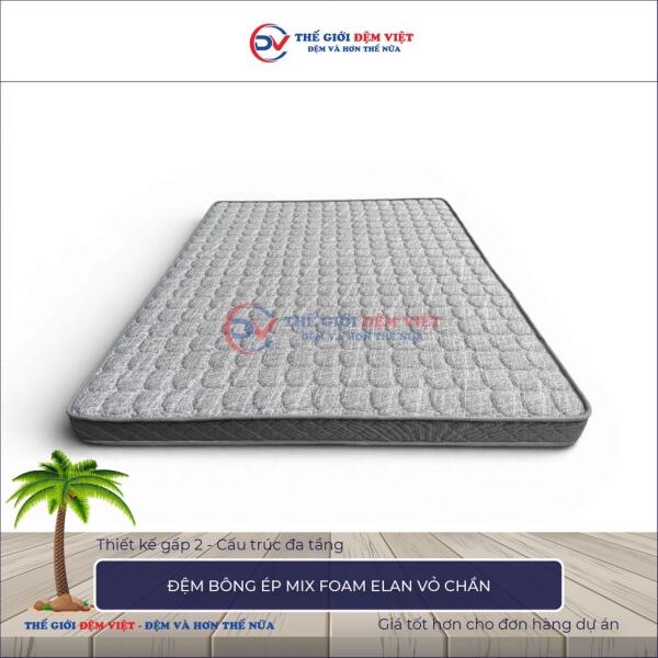 Đệm bông ép mix foam Elan vỏ chần 7